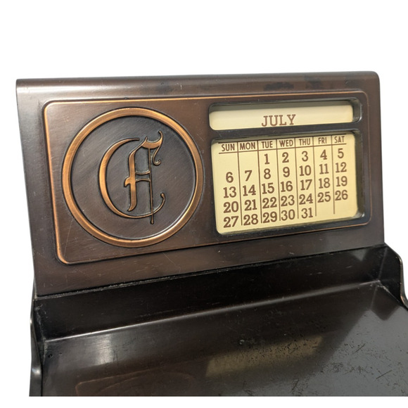 Vintage MCM Perpetual Calendar Letter Holder Desk Accessory "C" Inital Monogram - Picture 4 of 14